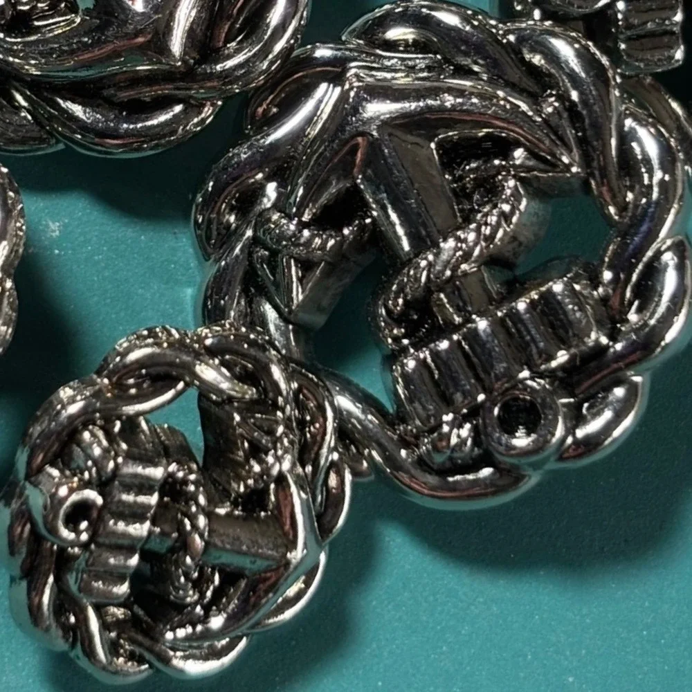6 Pc Silver Tone Nautical Anchor Rope Acrylic Button Set Large Small Blazer Coat